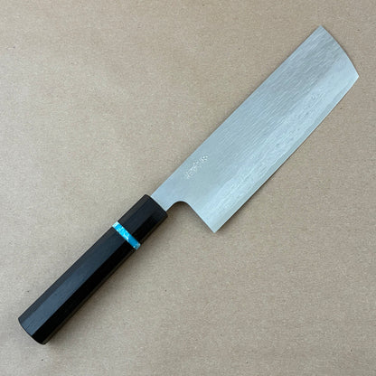 165mm Nigara XEOS Damascus Ebony Wa Nakiri w/ Turquoise
