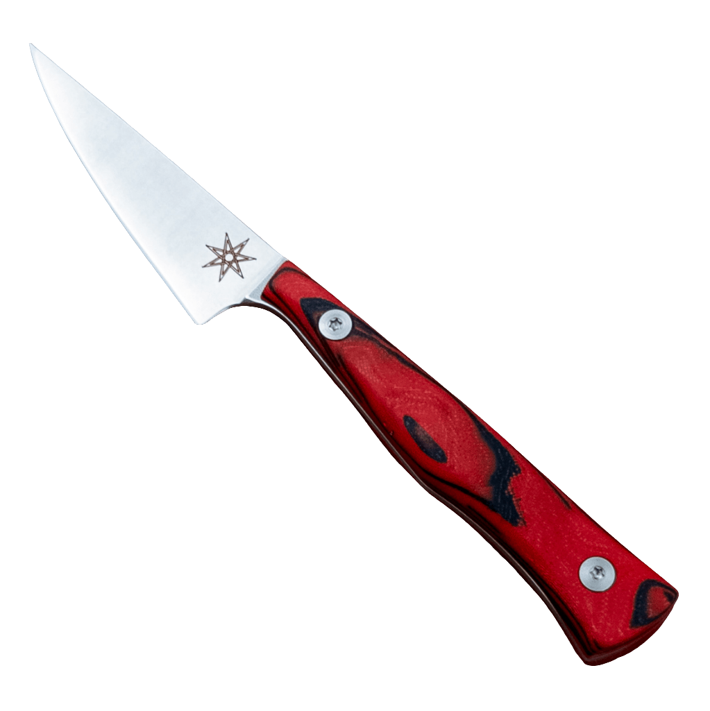 3" Town Cutler Culinary 2.0 Petty Paring - Red and Black Burl G - 10 Handle - District Cutlery