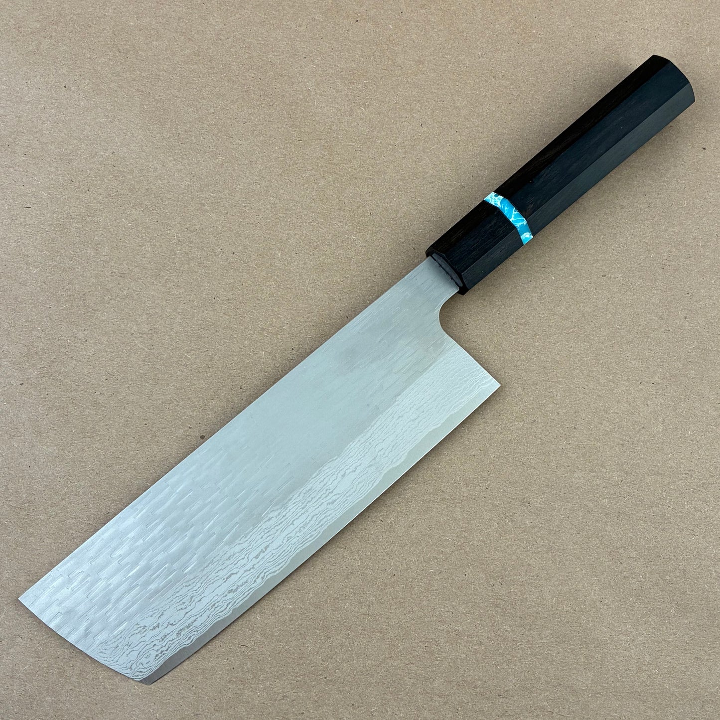 165mm Nigara XEOS Damascus Ebony Wa Nakiri w/ Turquoise