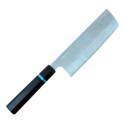 165mm Nigara XEOS Damascus Ebony Wa Nakiri w/ Turquoise