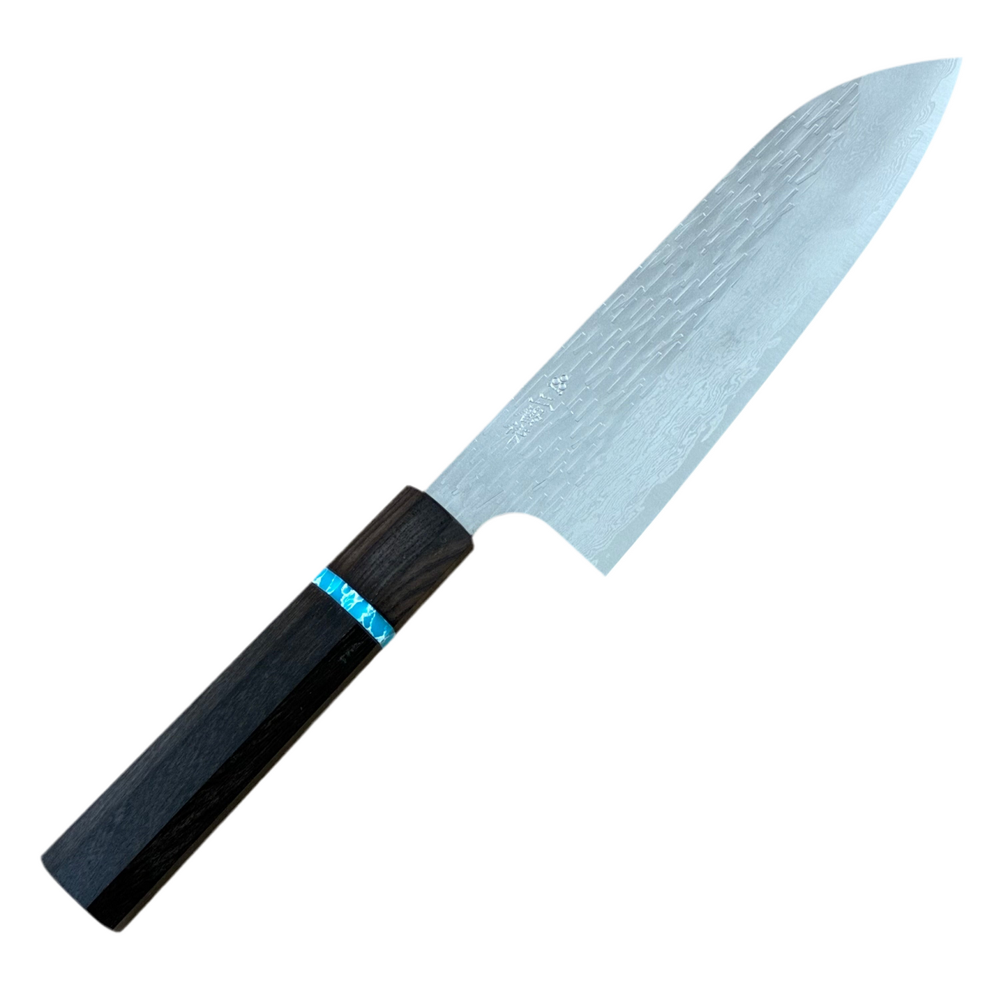 170mm Nigara XEOS Damascus Wa Santoku w/ Turquoise