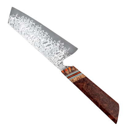 7.5" Tre' Hill Aogami Double Nickel Damascus Amboyna Wa Bunka - District Cutlery