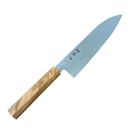 180mm Hatsukokoro Ryuhyo SG2 Damascus Wa Santoku