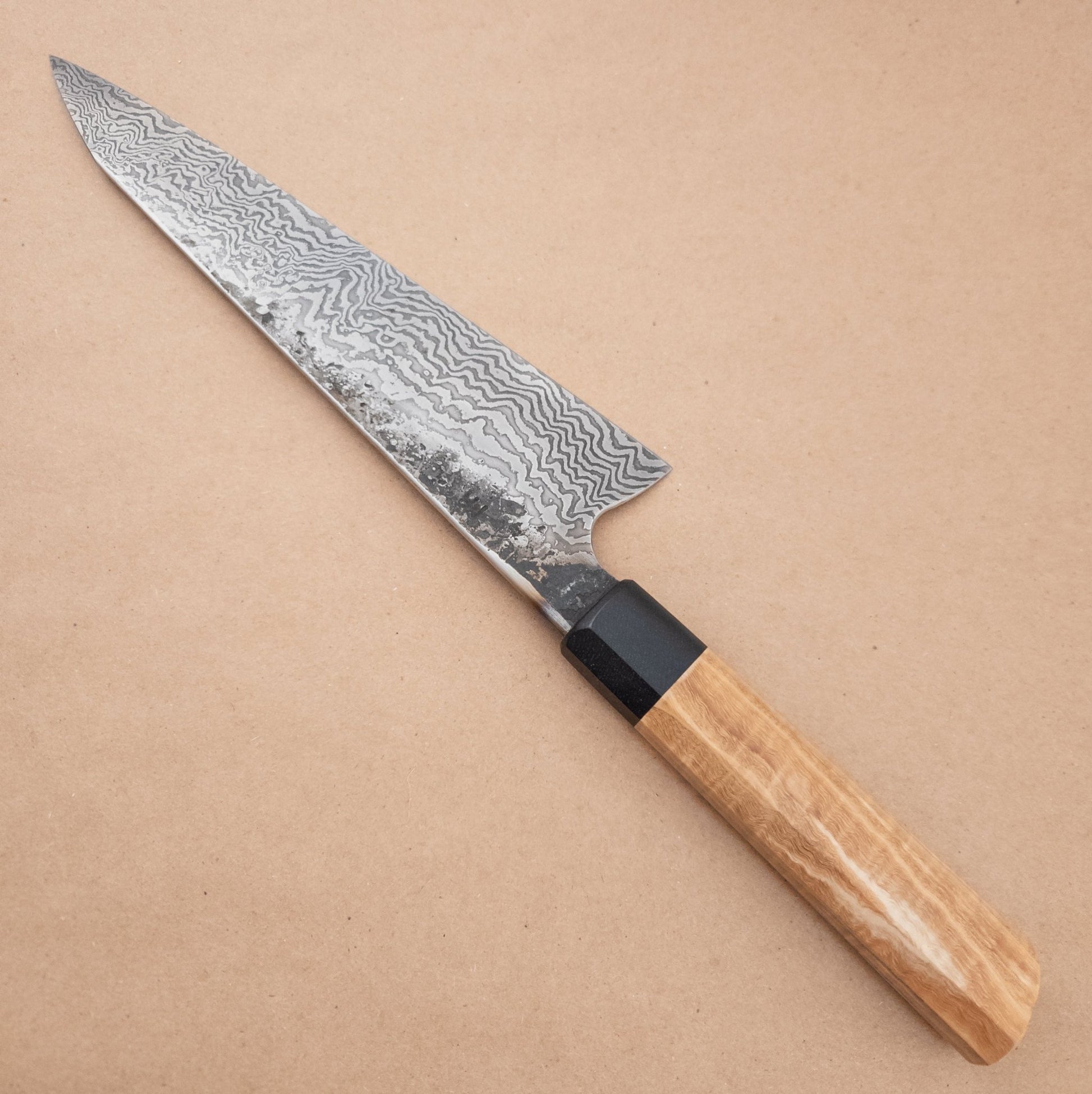 9.5" Martin Huber 50 - Layer Damascus Wa Gyuto Maple right side