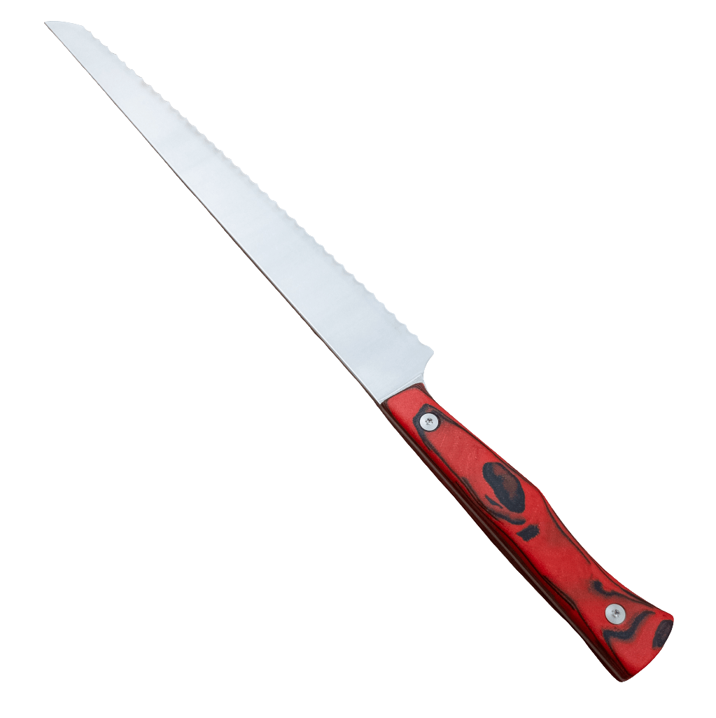 9"Town Cutler Culinary 2.0 Bread - Red and Black Burl G - 10 Handle - District Cutlery