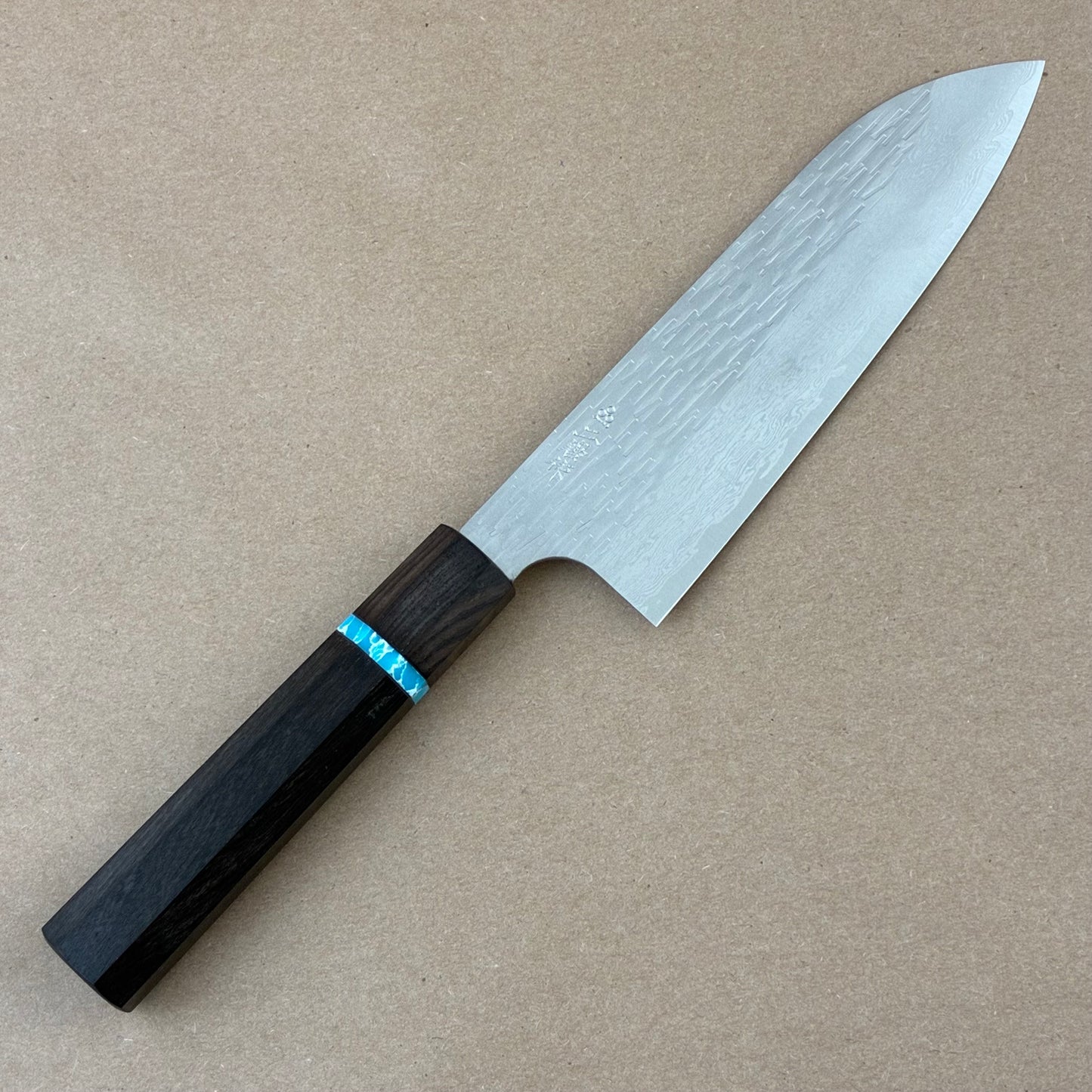 170mm Nigara XEOS Damascus Wa Santoku w/ Turquoise
