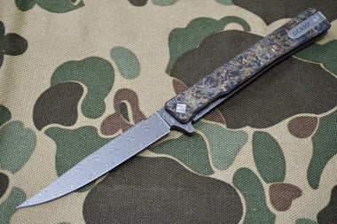 Ocaso Solstice Damascus Bronze Carbon Fiber Flipper