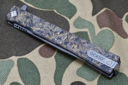 Ocaso Solstice Damascus Bronze Carbon Fiber Flipper