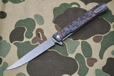 Ocaso Solstice Damascus Red Carbon Fiber Flipper