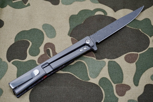 Ocaso Solstice Damascus Red Carbon Fiber Flipper