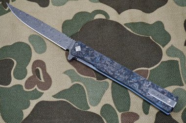 Ocaso Solstice Damascus Blue Carbon Fiber Flipper