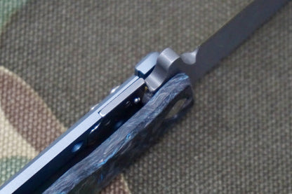 Ocaso Solstice Damascus Blue Carbon Fiber Flipper