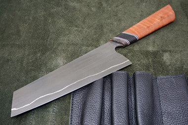 Tre' Hill Chef Knife Curly Maple Bunka