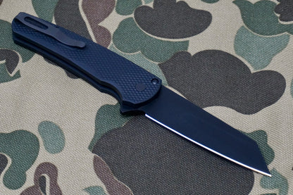 PRO-TECH Malibu Textured Black DLC Reverse Tanto Flipper