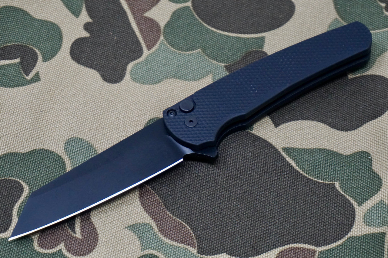 PRO-TECH Malibu Textured Black DLC Reverse Tanto Flipper