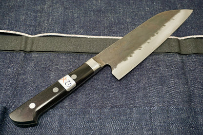 Teruyasu Fujiwara Denka Santoku - Polished w/ Custom Saya