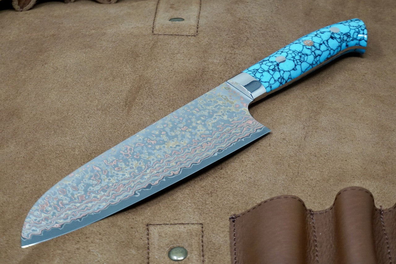 Saji Turquoise Rainbow VG10 Santoku