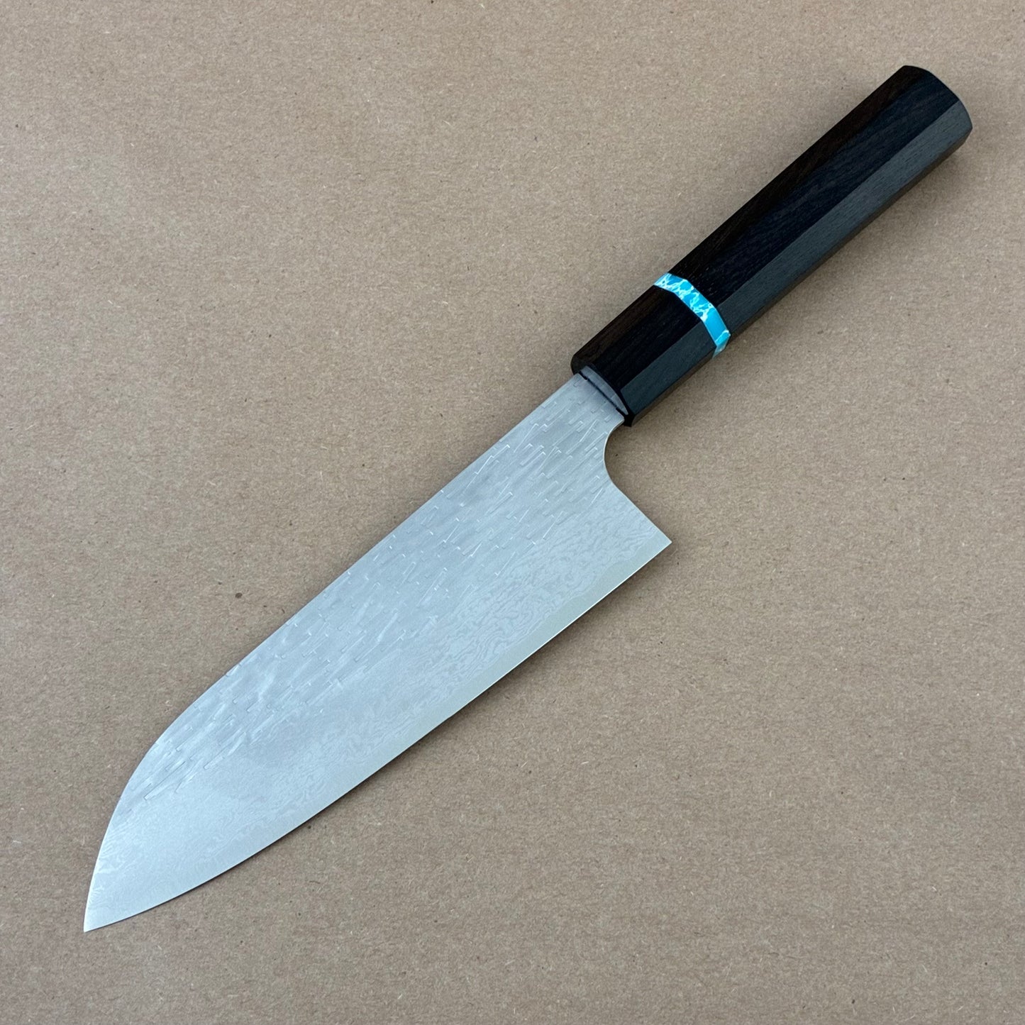 170mm Nigara XEOS Damascus Wa Santoku w/ Turquoise