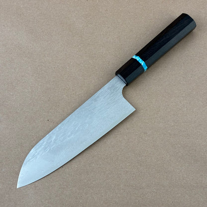 170mm Nigara XEOS Damascus Wa Santoku w/ Turquoise