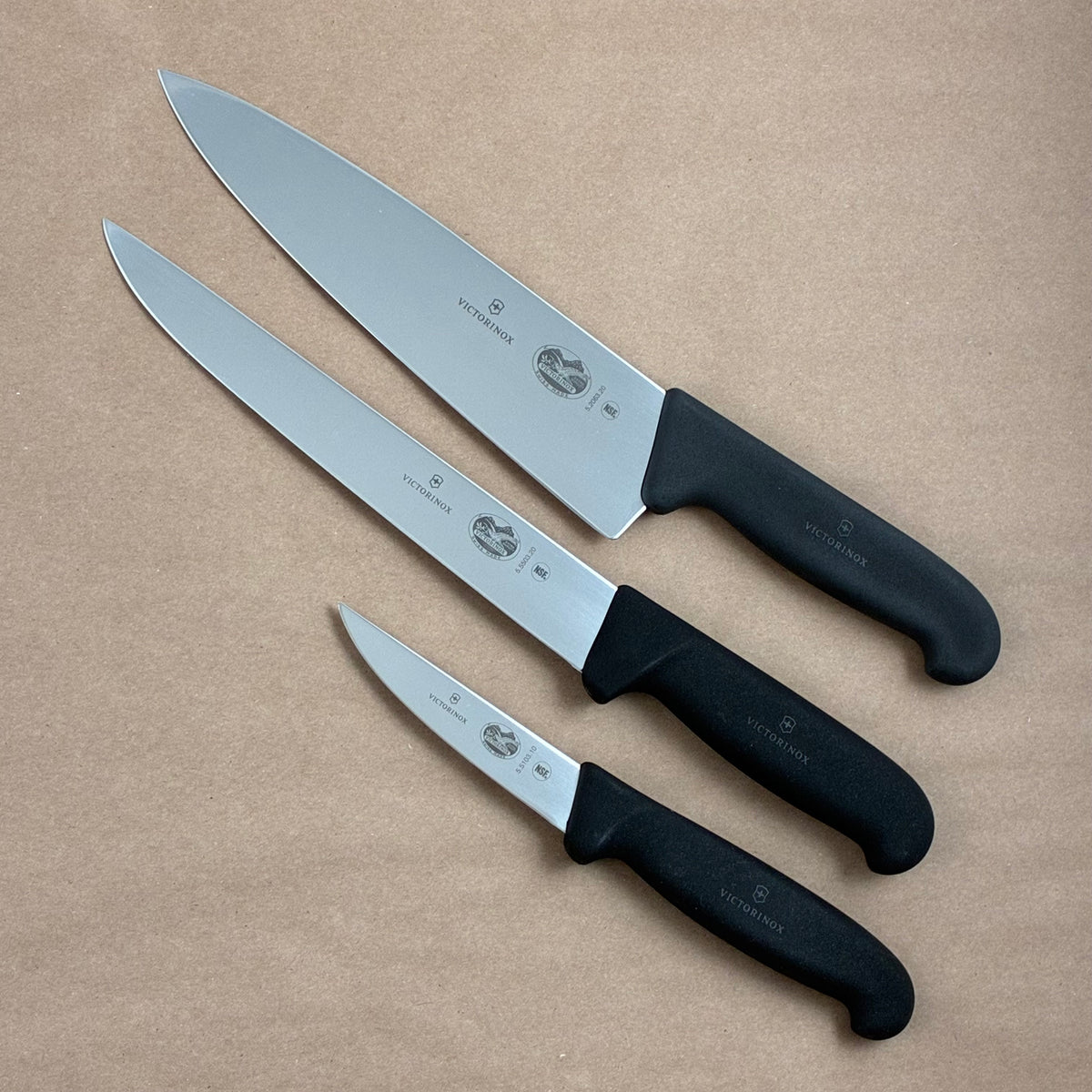 3 Piece Victorinox Fibrox Knife Set Chef Carving Paring