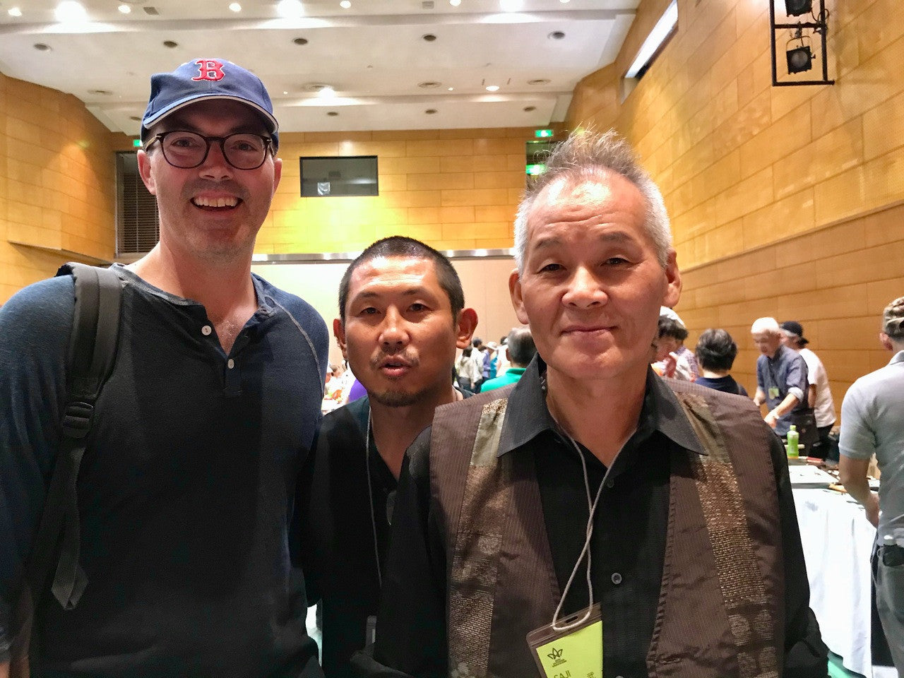 District Cutlery founder Derek with Saji San (right) and Nomura San at the Seki Knife Festival in 2018