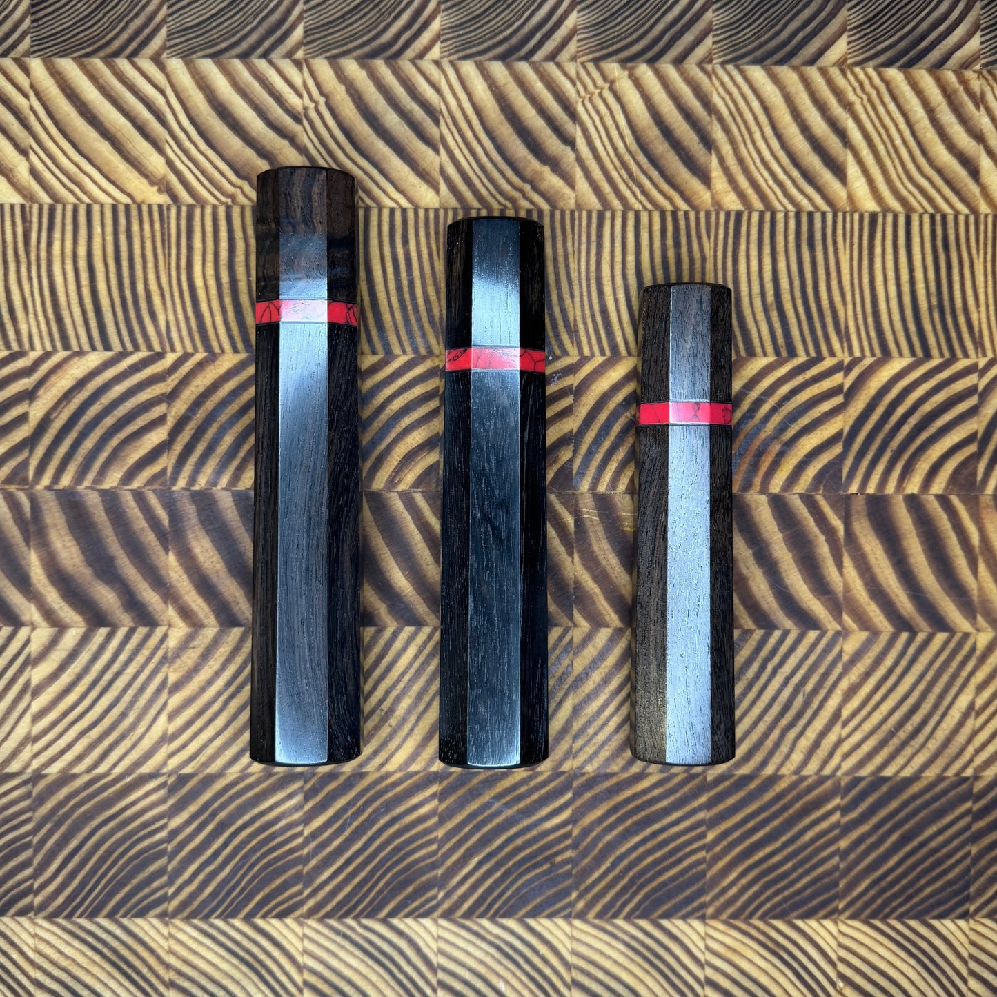 Ebony Wa Handle with Red Marble Spacer