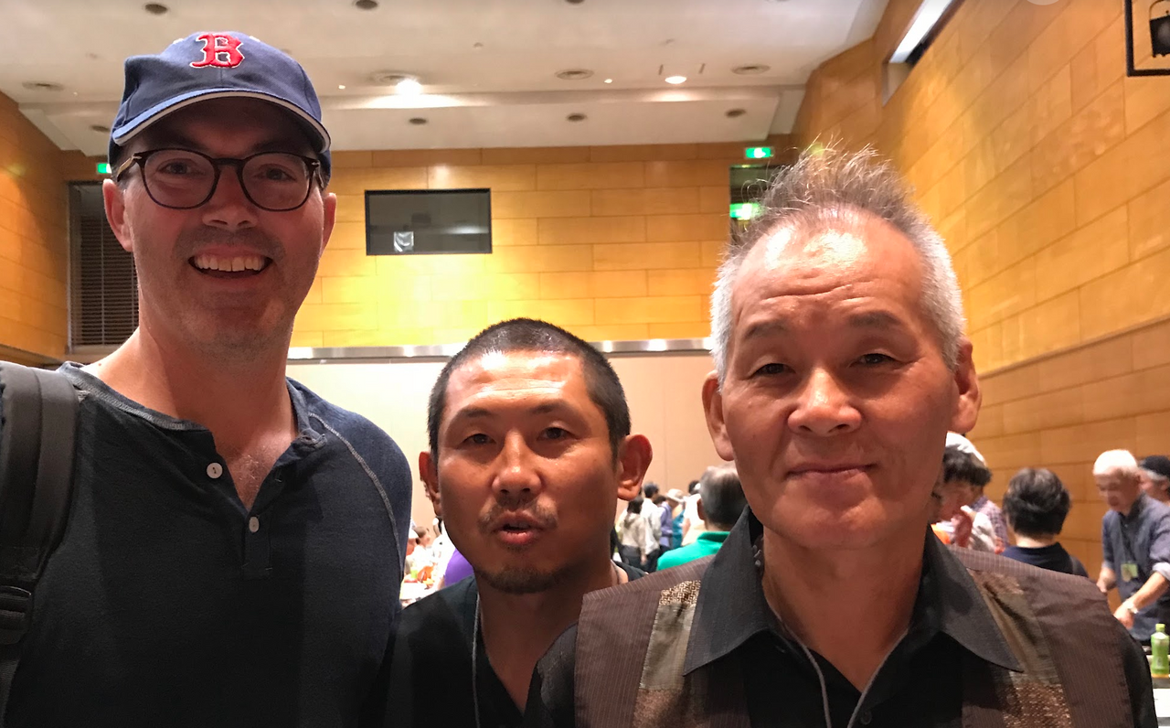 Company founder Derek in Seki with Kazuo Nomura san and Takeshi Saji san from Saji Hamono