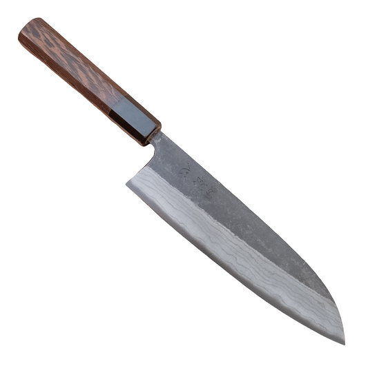180mm Hatsukokoro Kumokage Damascus Aogami Wa Santoku