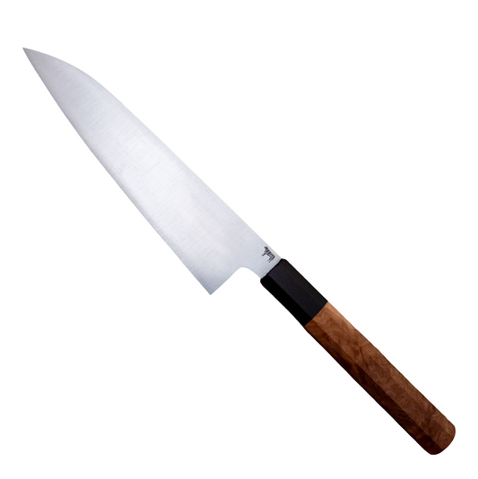 210mm Rowland Cutlery W2 Gyuto Yellowbox Burl Wa Handle