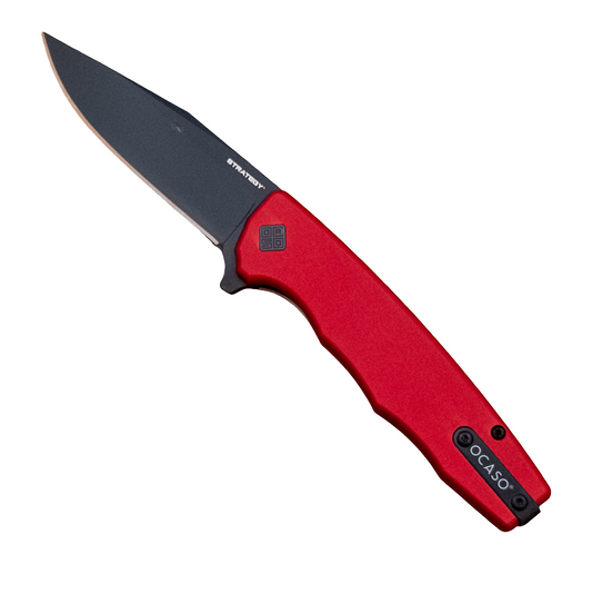 3.5" Ocaso Strategy D2 Red Aluminum Black PVD Flipper