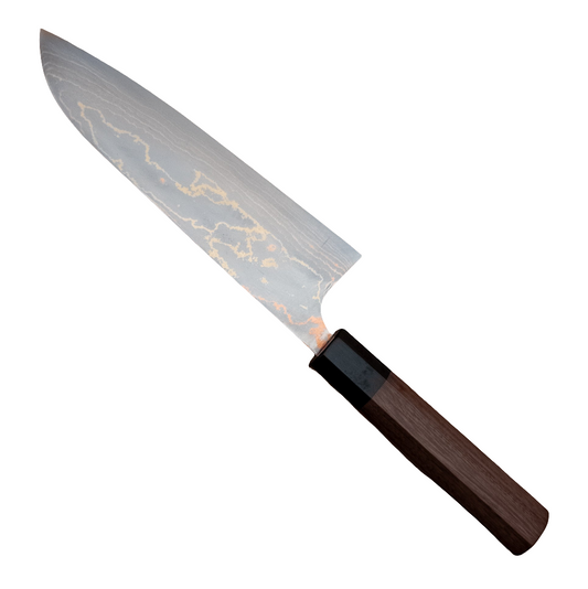 170mm Saji Aogami Rainbow Damascus Wa Santoku
