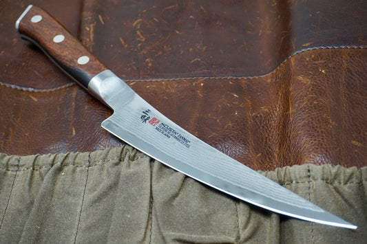 MCUSTA Zanmai Boning Knife - Damascus Clad with Ironwood - District Cutlery