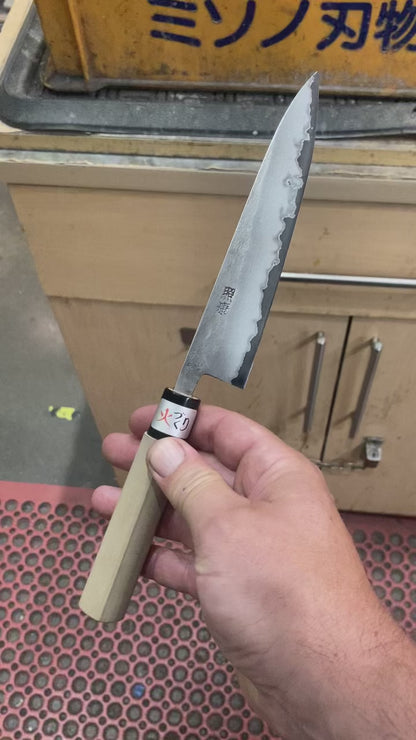 150mm Teruyasu Fujiwara Shirogami Petty Utility Wa Handle with Swanson Signature Regrind