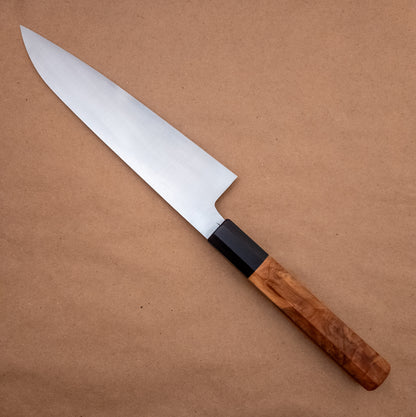 210mm Rowland Cutlery W2 Gyuto Yellowbox Burl Wa Handle