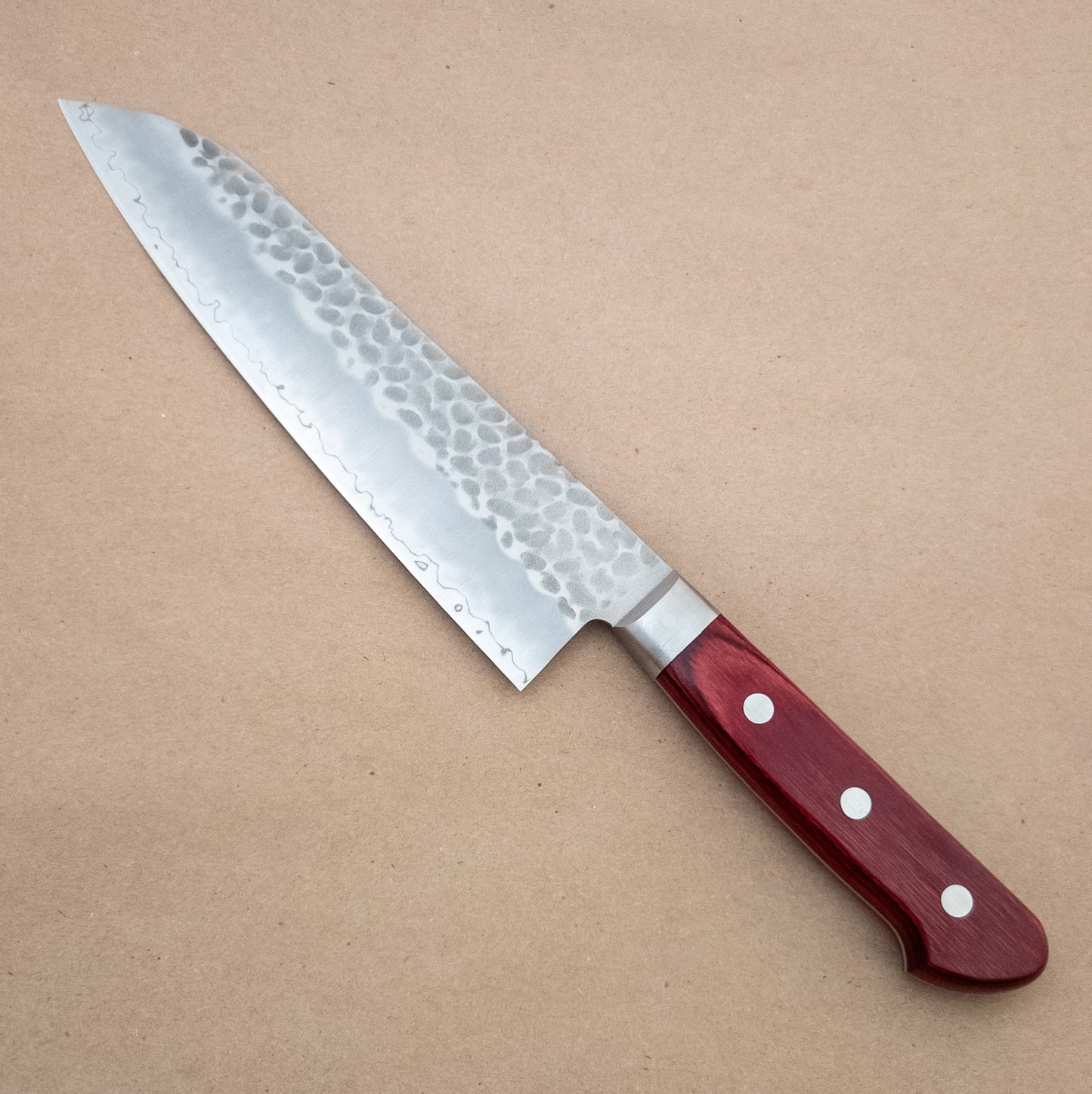 180mm Tsunehisa AUS8 Santoku Red Yo Handle