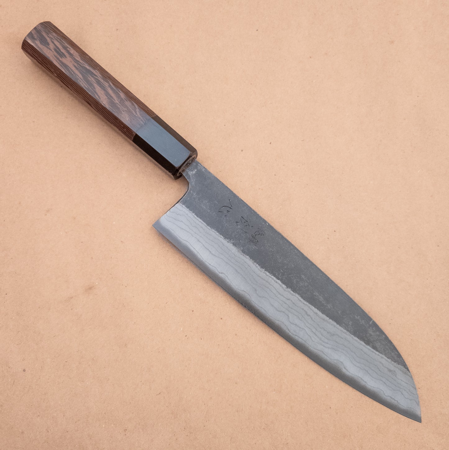 180mm Hatsukokoro Kumokage Damascus Aogami Wa Santoku