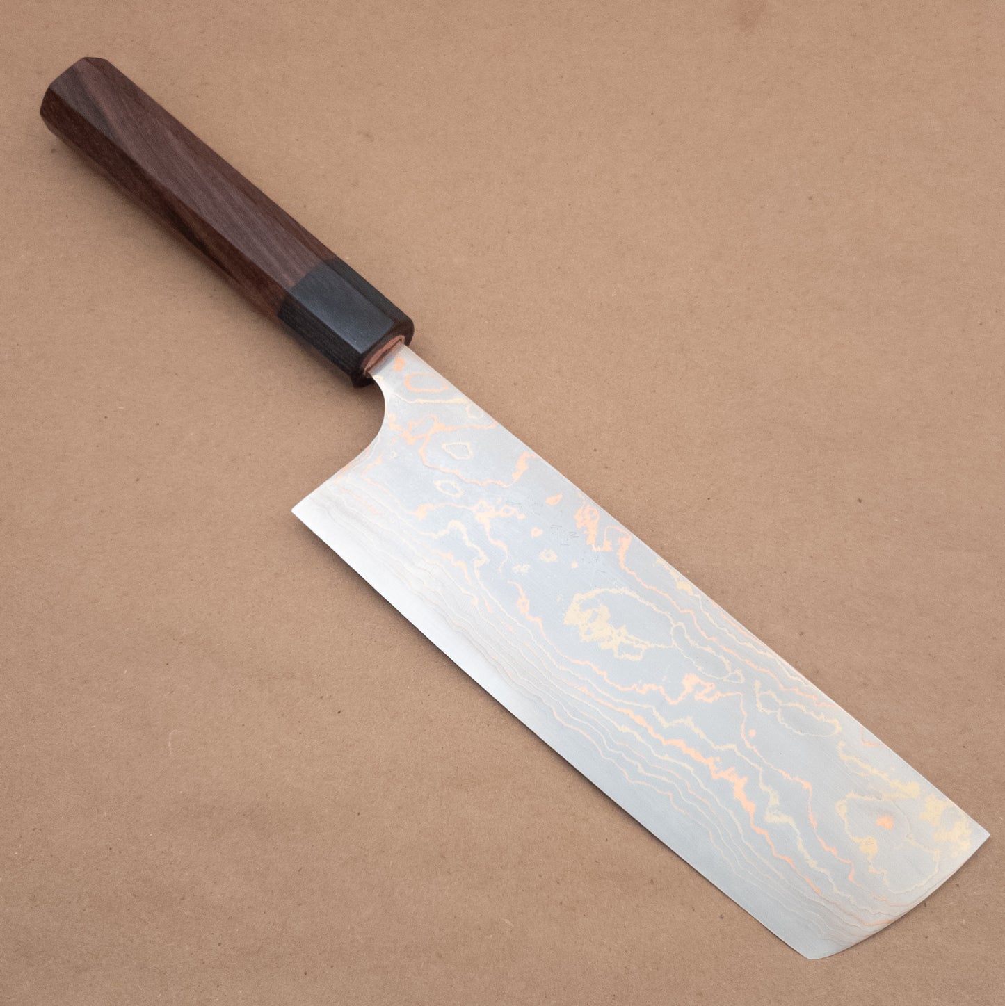 165mm Saji Aogami Rainbow Damascus Wa Nakiri