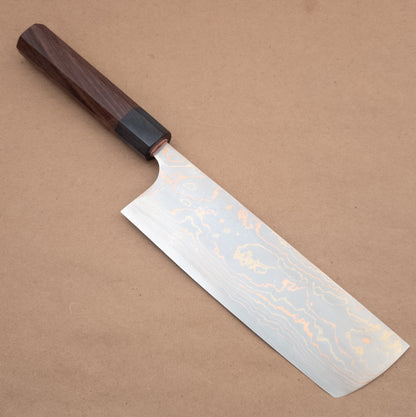 165mm Saji Aogami Rainbow Damascus Wa Nakiri
