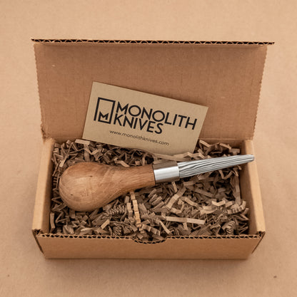 Monolith Knives Damascus Oyster Shucker White Oak