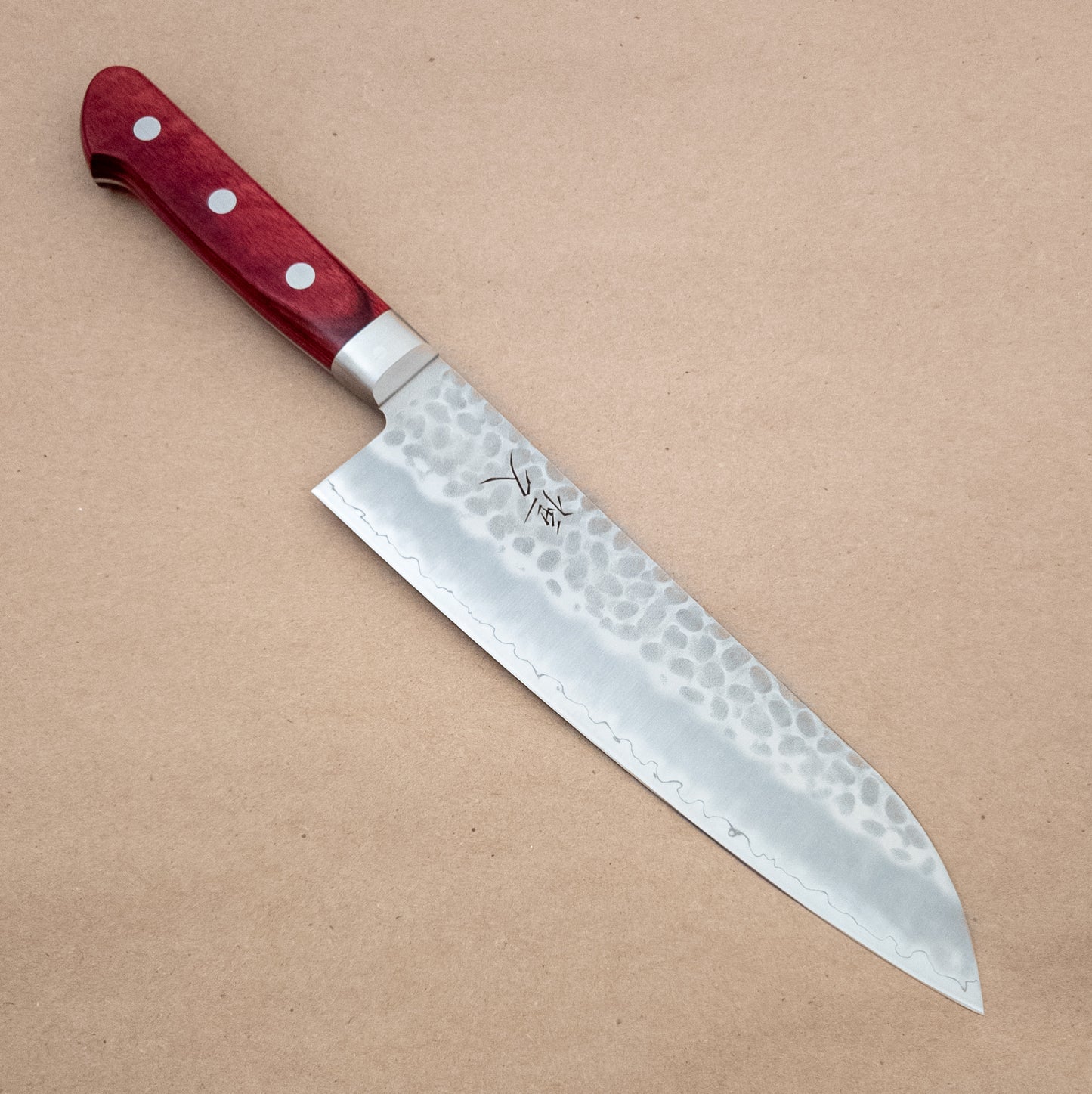 180mm Tsunehisa AUS8 Santoku Red Yo Handle
