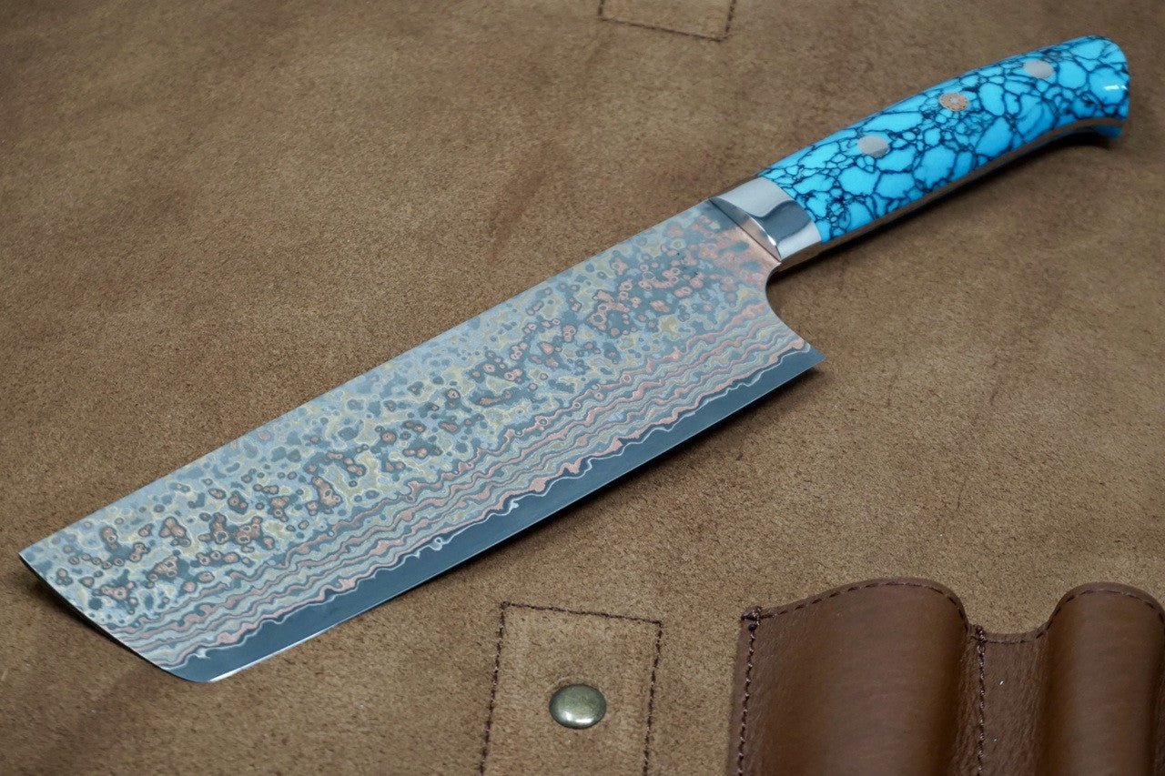 Saji Turquoise Rainbow VG10 Nakiri - District Cutlery