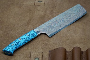 Saji Turquoise Rainbow VG10 Nakiri - District Cutlery